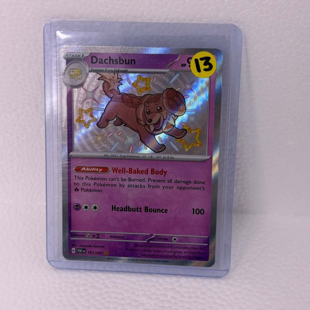 Dachsbun 161/091 Shiny Rare Pokémon Trading Card - Paldean Fates